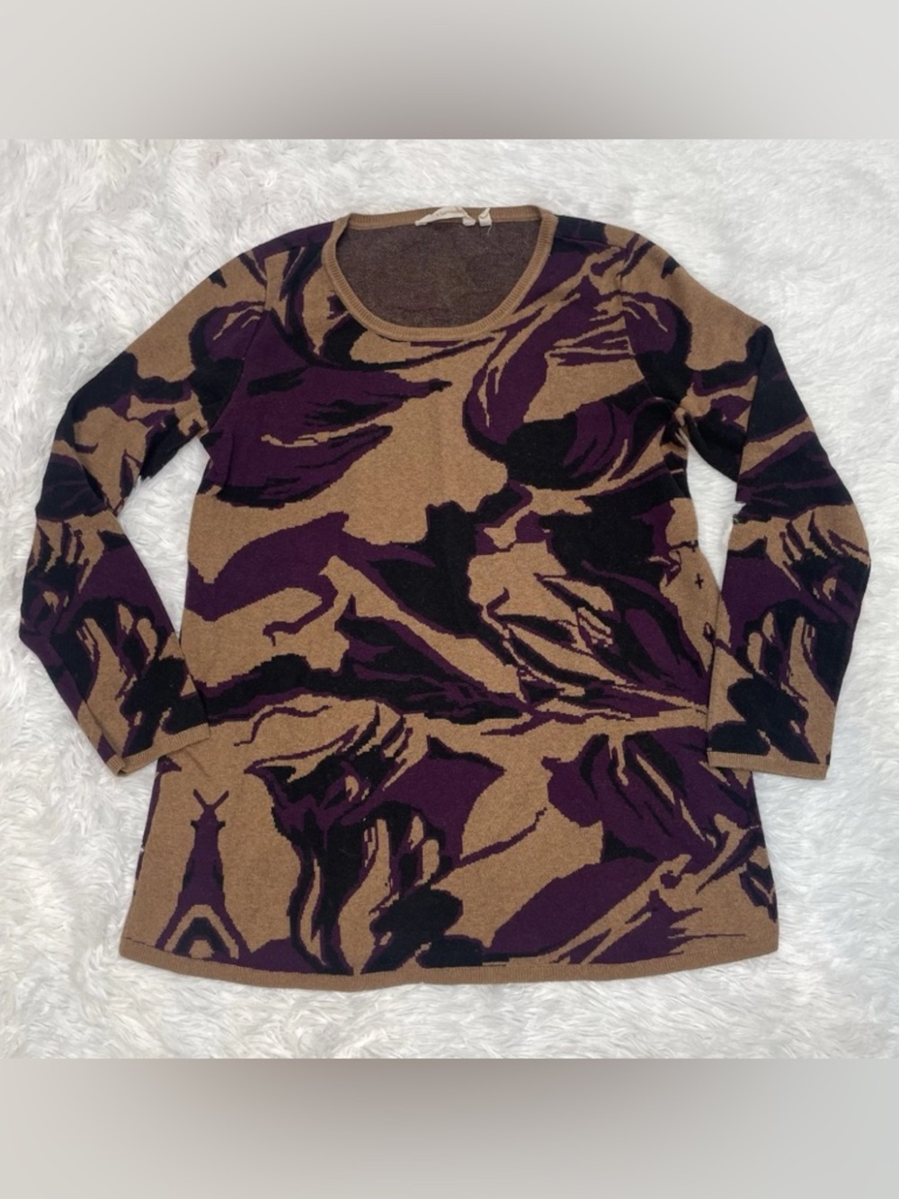 Soft Surroundings Womens Size L Large Lightweight Abstract Print Sweater Purple